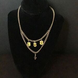 Vintage necklace with LHS initials and music note
